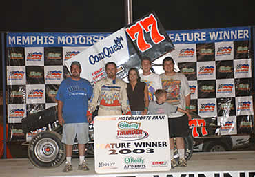Tim Crawley picked up his second feature win of the year at MMP (Photo by Phil Bowden)
