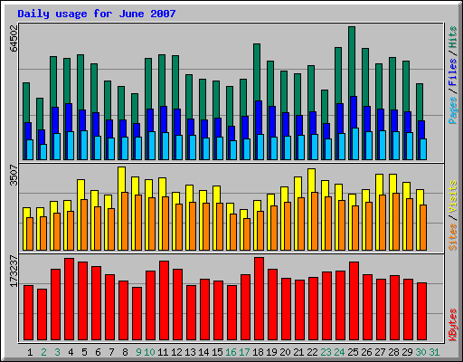 Daily usage for June 2007