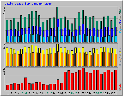 Daily usage for January 2008