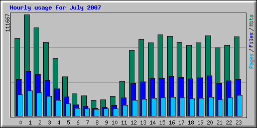 Hourly usage for July 2007