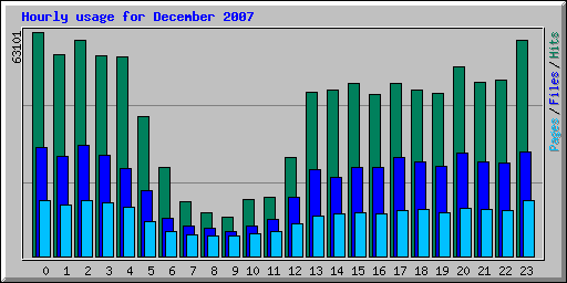 Hourly usage for December 2007
