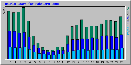 Hourly usage for February 2008